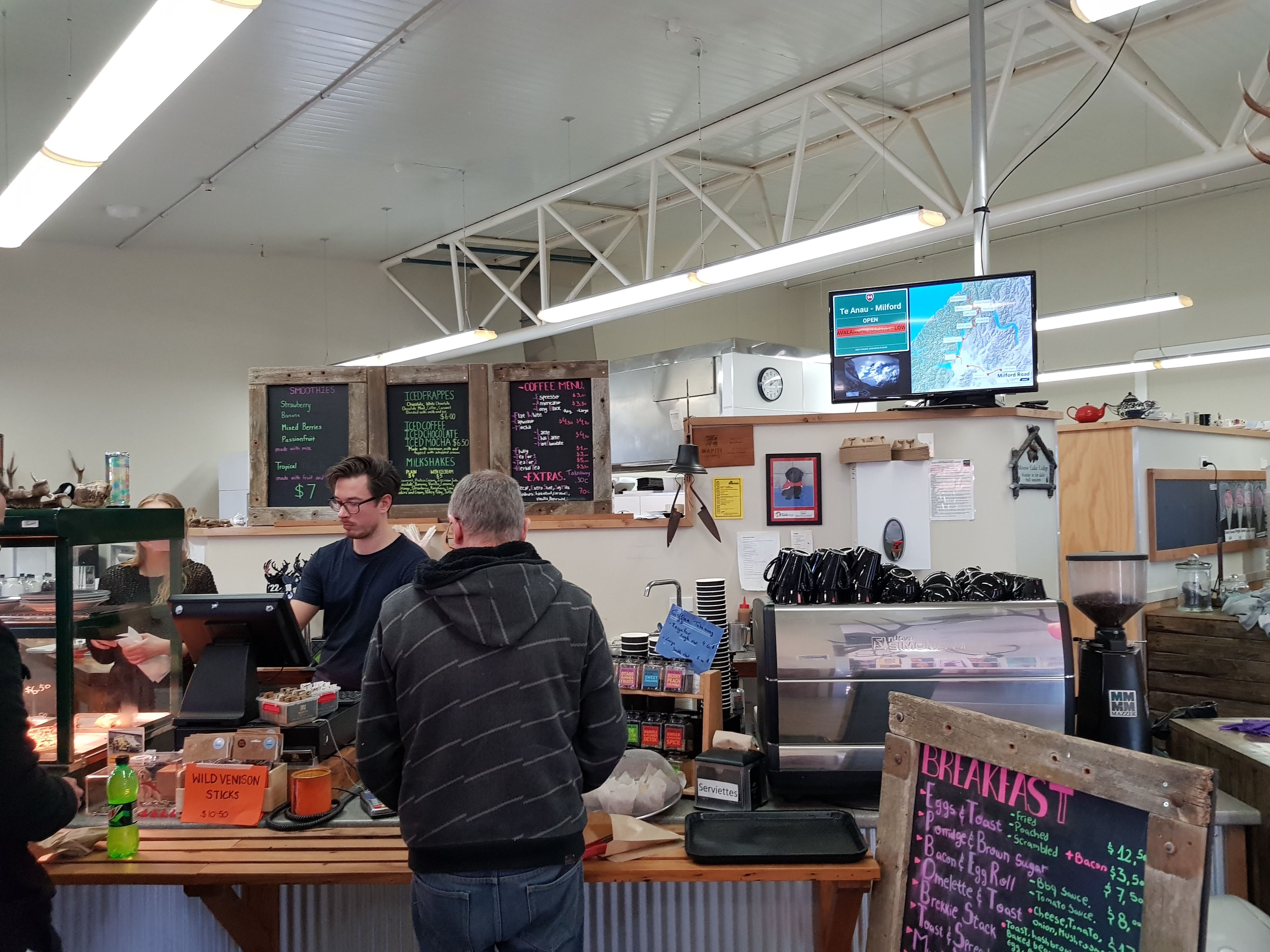 Remote display situated at Wapiti Bakery and Cafe in Te Anau.